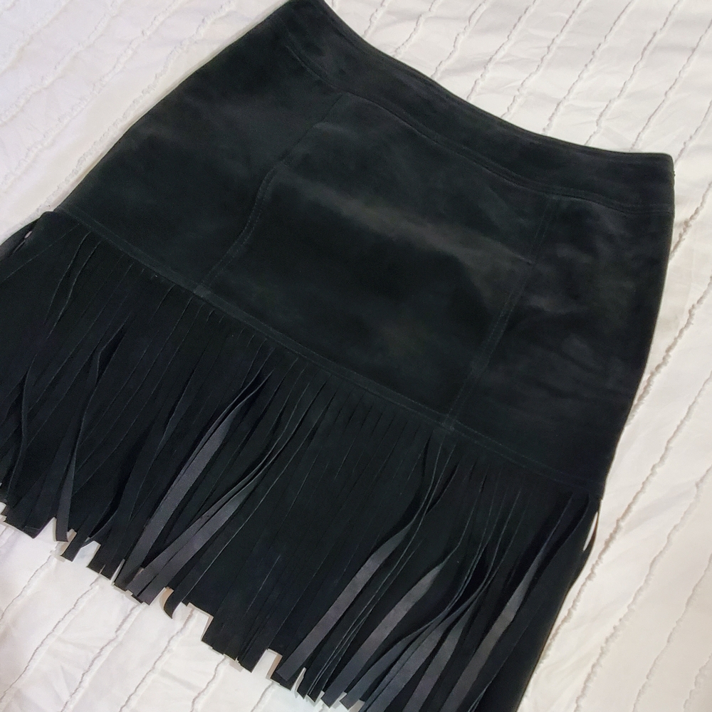 Worth Black Fringe Mini Skirt